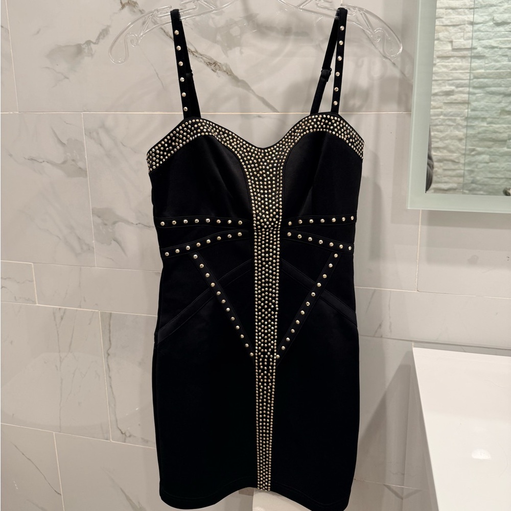 Studded Black Bodycon Dress - Women